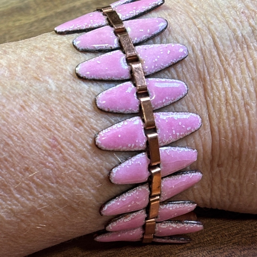 Matisse pink enameled copper bracelet